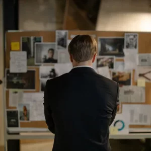 investigator at cork board Investigator at cork board intently analyzing connections. This is how Bsquared Intel handles web/social media forensics; with tenacity and experience. This saves you and your legal time to focus on your clients.